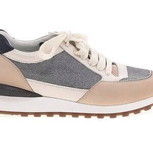 🇮🇹 Peserico Women's Leather Sneakers 39 - Cream, Gray, Tan Made in Italy 🇮🇹